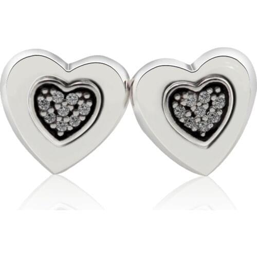 Earrings for women Pave Drops With Clear CZ Stud Earring BrincoS 925 Sterling Silver Jewelry heart silver stud earrings with cle