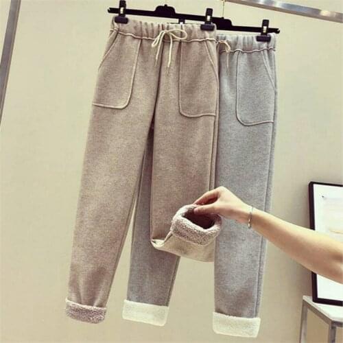 2019 New Autmn Winter Warm Women Woolen Harem Pants Casual Female Black Trousers OL Business Pants Lady Work Wear Outwear WZ663
