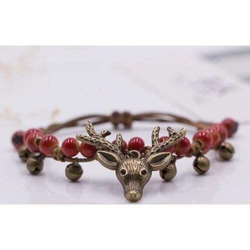 Elk Womens Ceramic Little Fawn hand made DIY Bracelets Artware Retro bracelet for woman girl gift Fashion Jewelery #1265