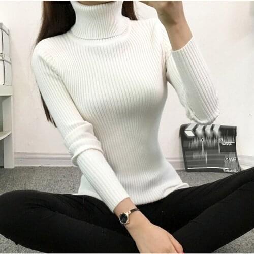 Turtleneck Thick Warm Autumn Winter Knitted Women Sweater Elegant Casual Slim Fit High Elasticity Soft Female Pullovers Sweater