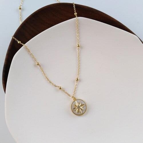2020 New fashional Elegant Personality Eight-pointed Star Pendant Necklaces For Women Gift Vintage Gold Color Chains Necklace