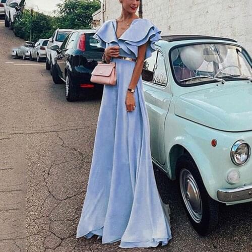 High Waist Butterfly Sleeve Party Dresses Women Evening Elegant Long Maxi Dresses For Women Summer Bohe Sexy V-Neck Wrap Dress