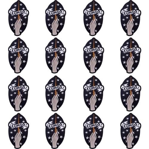 Prajna 10 PCS Wholesale Lumos Cartoon Applique Embroidered Patches On Clothes Magic Gesture Iron On Patches For Clothing Badges