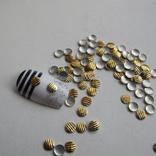 200pcs Cute S-20 4mm Nail Art Gold Round Metal Scratch Stud Nail Art Decoration