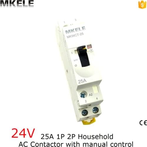 2P 2NO Din Rail Household Ac Contactor 24V 25A With Manual Control Contactores Kontaktor
