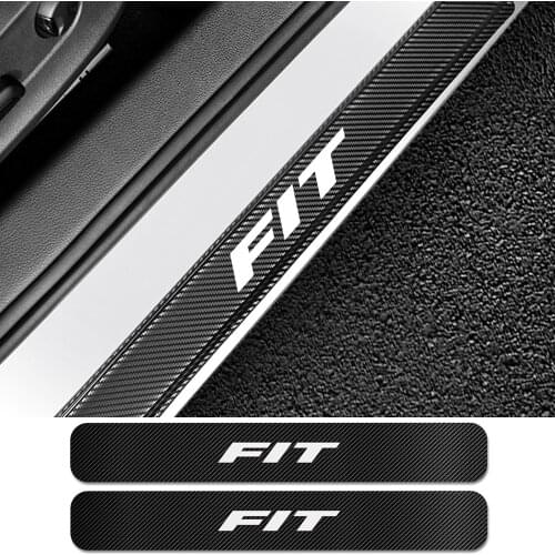 4PCS Car Door Sill Stickers For Honda Fit Car Door Sill Sticker Scuff Plate Auto Carbon Fiber Protector Decal Tuning Accessories