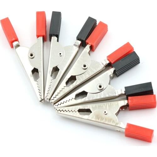 5pcs Plastic Handle Test Probe Metal Alligator ClipsElectrical Random Color 52mm Diy Test Leads Wire Jumper