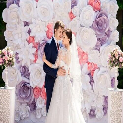 63PCS SET CARDBOARD Giant Paper Flowers For Fall Wall Backdrop Wedding Background Decorations Deco