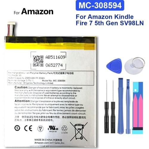 2980mah MC-308594 Battery for Amazon Kindle Fire 7 5th Gen SV98LN Batteries + Free Tools