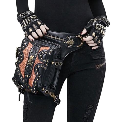 Biker Men Leather Drop Leg Bag Waist Pack Crossbody Bags Fanny Pack Belt Hip Bum Travel Riding Motorcycle Messenger Shoulder Bag