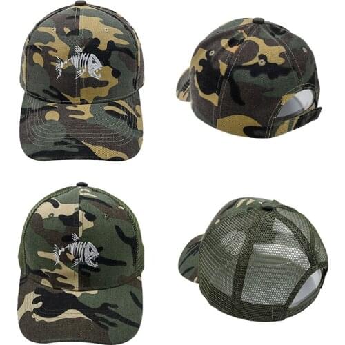 Camouflage Baseball Caps Men Adjustable Snapback Summer Hats For Women Bone Dad Hat Fish Embroidery Jungle Hunting Fishing Cap