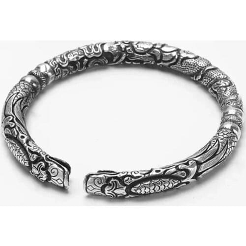 Sole Memory Retro Thai Silver Exquisite Personality Literary 925 Sterling Silver Male Resizable Bangles SBR150