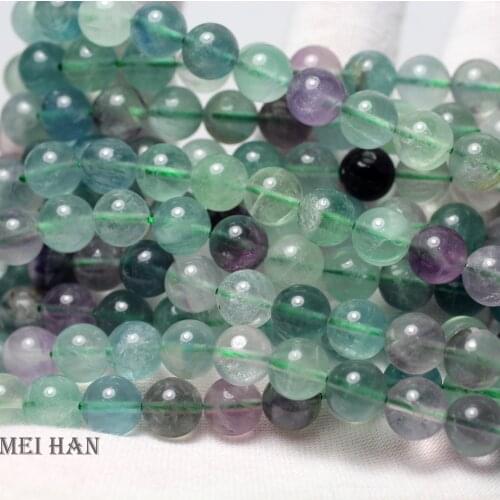 Meihan Free shipping 6mm 8mm 10mm 11.5-12mm natural colorful fluorite smooth round beads for jewelry making design