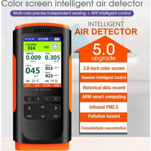 PM2.5 Air Detector Air Quality Monitor Digital Tester Appliance For Monitor Formaldehyde TVOC PM2.5 Carbon monoxide Gas Analyzer