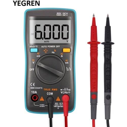 Digital Multimeter with LCD Backlight Display 6000 Counts Electric Meter DC AC Voltage Current Measurer Electrician Repair Tool