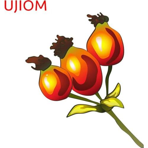 UJIOM Autumn Red Rose Hip Plant Leaf Plant Decorative Decals Wallpaper Moisture Proof Living Room Decoration Wall Stickers