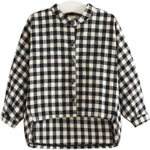 Baby Kids Blusas Boy Girl Long Sleeve Shirt Black And White Plaid Check Tops Blouse Casual Pocket Blouse Long Shirts #AGC0906