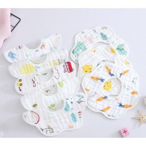 New Infant Petal Type Gauze Towel Bib / Baby Cotton Gauze Every Milk Towel / Child 360 Rotating Saliva Towel Bib bib Baby Towel