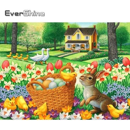 Evershine Diamond Painting Rabbit Full Square Round Rhinestones Art Animal Diamond Mosaic House DIY Embroidery Wall Decor