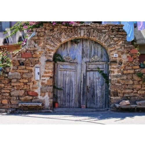 Old Brick Wall Wooden Door Photography Backdrops Photo Background Vinyl Cloth 3D Customize for Children Photo Studio Photoshoot