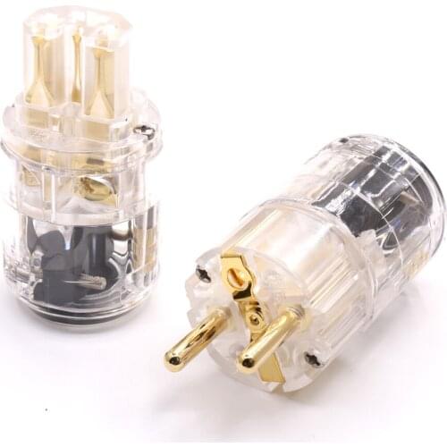 Hifi EU Power Plug IEC Audio Connector Brass Gold plated Ac Power Cord Plugs