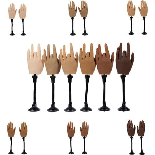 Nail Art Silicone Practice Hand Model With Stand Base Real and Adjustable Manicure Professional Tool