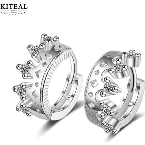 KITEAL 2020 trend silver color Lady clip earrings A little fresh crown women earing wedding jewelry