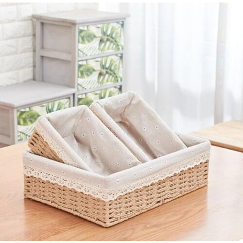 Storage Bin Baskets for Desktop Cosmetic Sundries Underwear Toys Storage Box Small Item Woven Storage Basket Finishing Container