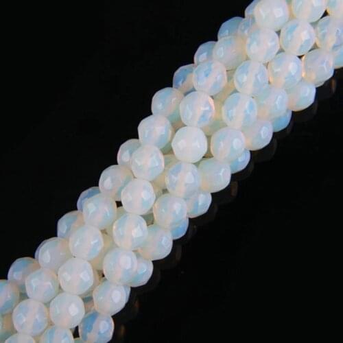 6MM Opal Round Faceted Loose Beads 14 Inch Jewelry Making B146