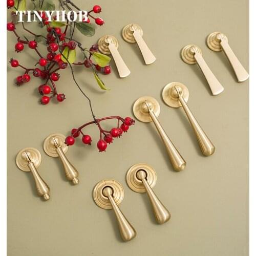 Pendant-shaped Door Pulls Solid Brass Kitchen Cabinet Knobs and Handles Drawer Dresser Knobs Gold Minimalist Furniture Hardware