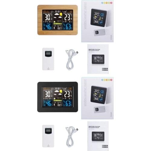 Forecast Weather Station Digital Alarm Clock RF Wireless Indoor Temperature Humidity Meter Barometer
