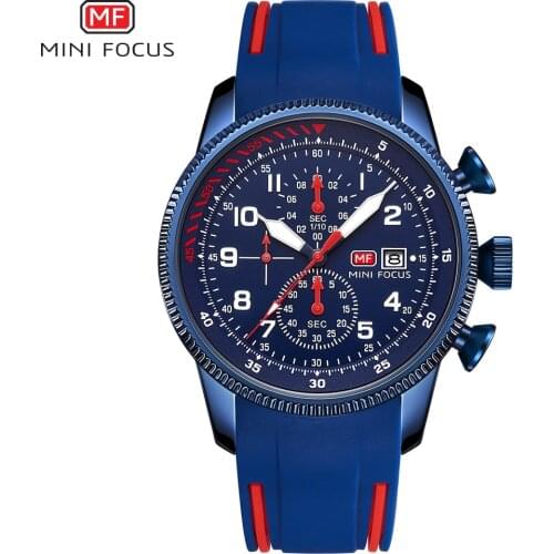 MINIFOCUS Top Brand Luxury Men Quartz Watch Fashion Business Waterproof Multifunction Clock Silicone Strap Sport Chronograph