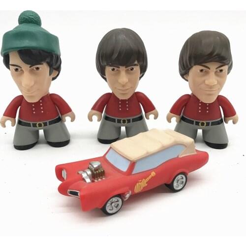 The Monkees Monkeemobile Michael Nesmith Micky Dolenz Davy 4.5" Rock Vinyl Character Vinyl Doll Model Figure Collection No Box