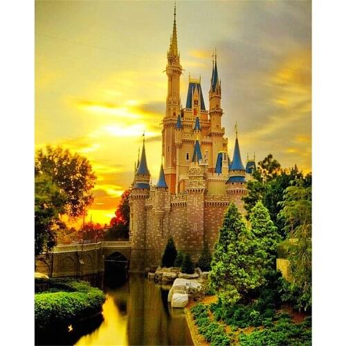 Landscape Building Castle DIY Embroidery 11CT Cross Stitch Kits Needlework Craft Set Printed Canvas Cotton Thread Home Sell