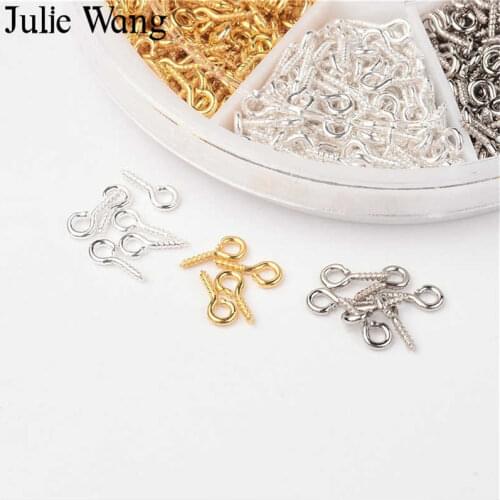 Julie Wang 1 BOX 8/10mm Iron Sheep Eye Nail Mixed 3 Colors Accessories Set Screw Necklace Bracelet Earrings Jewelry Making