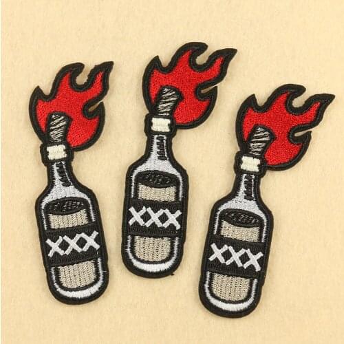 Fuel Oil Bottle Patches Iron On Clothes Hat T-shirt Overcoat Peace Anti-War Punk Style Patch For Men Kids Women Decor