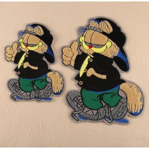 Cartoon Cat Stripe Patches for Clothing Hand Sewing on Stickers Patch on Clothes Embroidered Patches for Badge Jacket Applique G