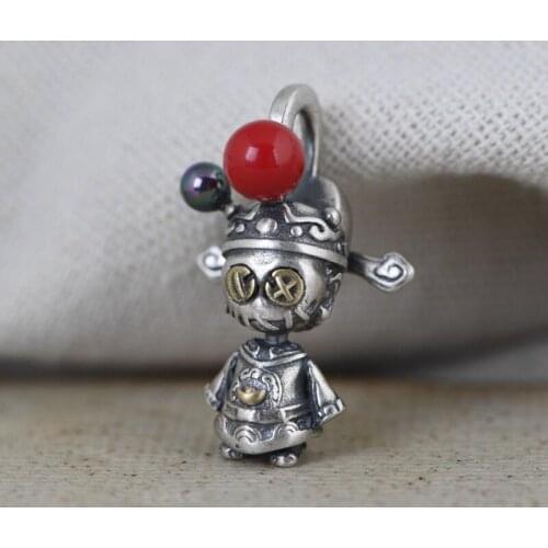 Real S925 Silver Retro Craft Fashion County Official Silver Pendant New