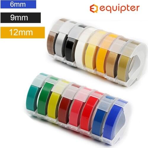 6/9/12mm 3D Embossing PVC Label Tapes Compatible Dymo 1610 1880 12965 Manual Label printers for Motex E101 Label Makers