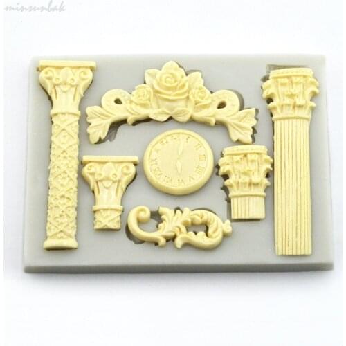 Minsunbak Roman Relief Silicone Mold Fondant Mould Roman Column Chocolate Cake Decoration Home Baking Accessories