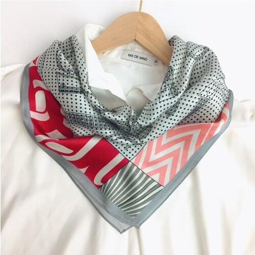 Silk Square Scarf Dot Geometric Pattern 70cm 100% Pure Silk Handkerchief Fashion Headband