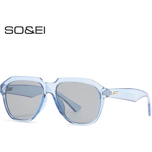 SO&EI Retro Candy Color Square Sunglasses Women Fashion Blue Yellow Shades UV400 Men Trending Sun Glasses