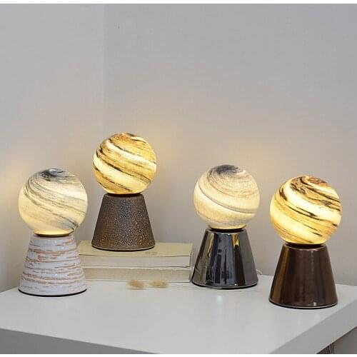 Modern Ceramic Planet Table Lamps for Living Room Bedroom Bedside Makeup Table Home Lighting Dining Room Art Decor Light Fixture