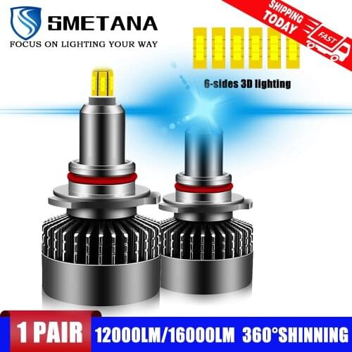 H7 Led Bulbs 2pcs 6 sided shine L3 D1S D2S D3S D4S H1 H8 H9 H11 9005 9006 9012 Canbus Led Headlight led Headlamp 360° 16000LM