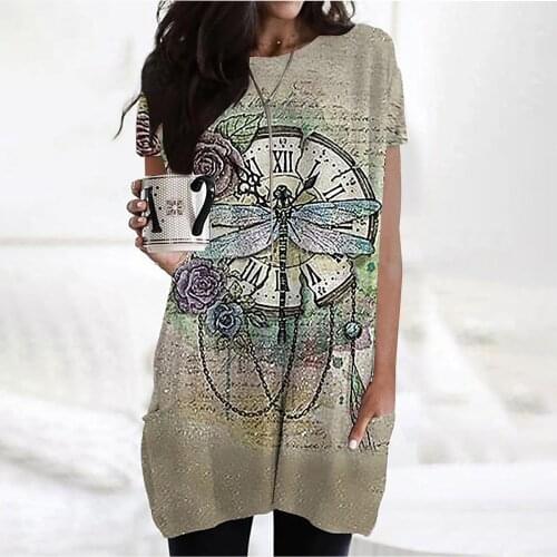 Tunic Shirts Plus Size Blouses For Ladies Blusas Mujer De Moda 2021 Womens Fashion Short-sleeved Printed Casual Basic Tops