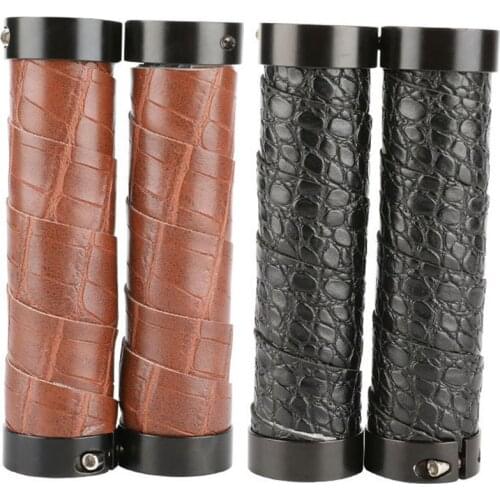Bike Grips Leather Double Lock Handlebar Grip Bicycle Accessories Non-slip Wear-resistant Shock-absorbent Prevent Rain Dust