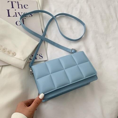 Vintage Plaid Pattern Fashion PU Leather Women Flap Crossbody Bag Solid Color Casual Shoulder Ladies Small Square Messenger Bags