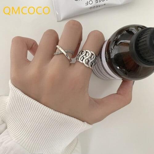 Vintage Punk 925 Silver Rings Fashion Simple Twist Cross Geometric Handmade Birthday Party Jewelry Gifts For Women