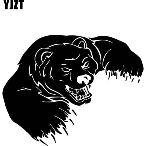 YJZT 17.3CM*13.6CM Angry Black Bear Car Sticker Creative Decoration Car Door Vinyl Decal Black/Silver C4-1416