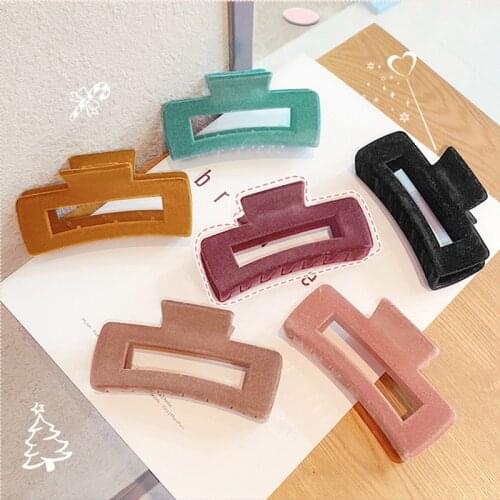Korean Solid Color Acrylic Big Hair Claw Clips For Women Fashion Elegant Square Hollow Hairpins Girls Barrettes Hair Accessories